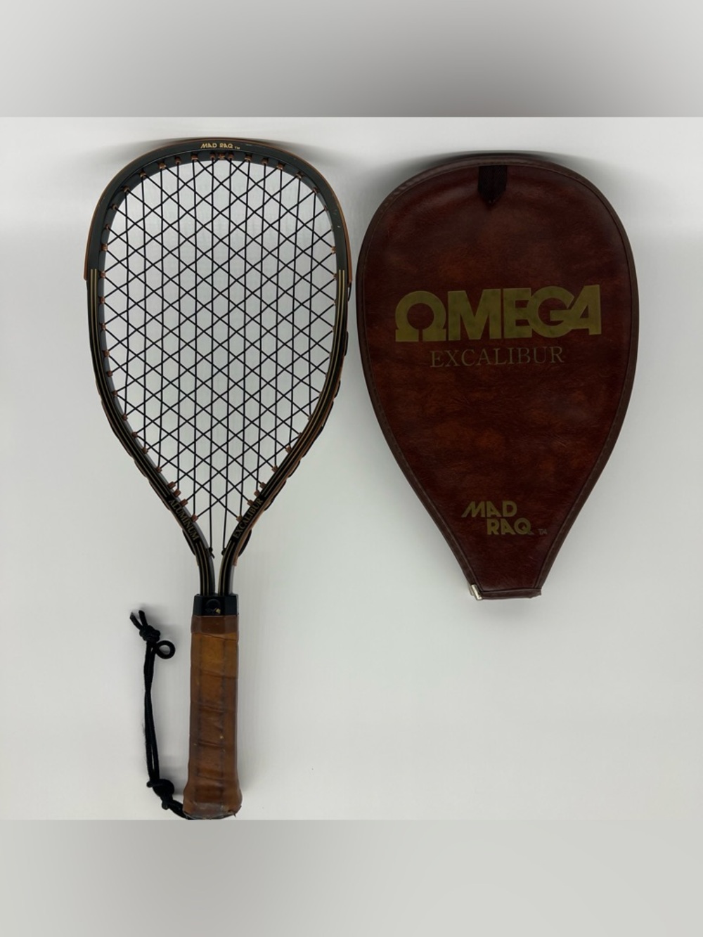 Vintage Omega Racquetball Racquet Excalibur Mad Raq Aluminum With Cover